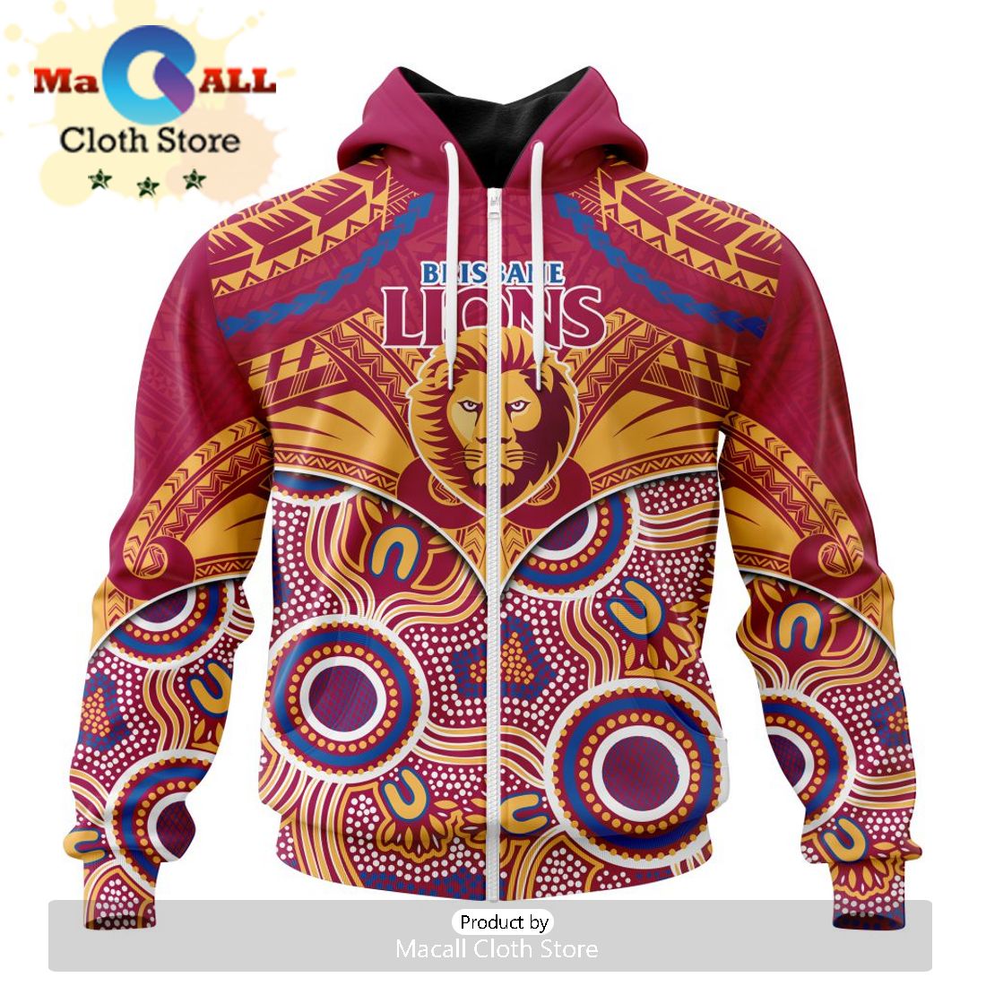 AFL Brisbane Lions Special Indigenous Mix Polynesian Hoodie