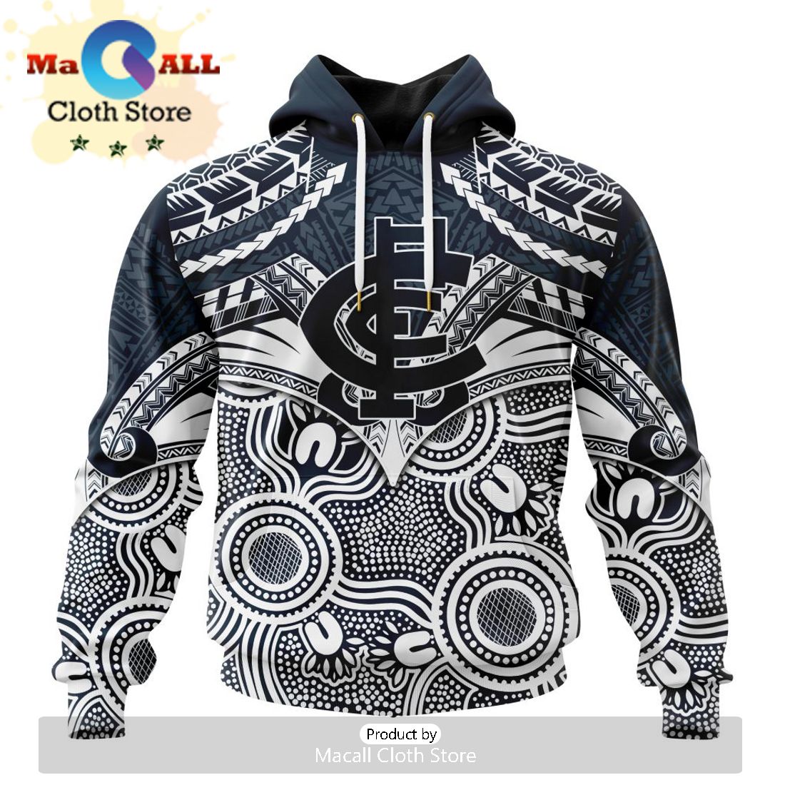 AFL Carlton Football Club Special Indigenous Mix Polynesian Hoodie