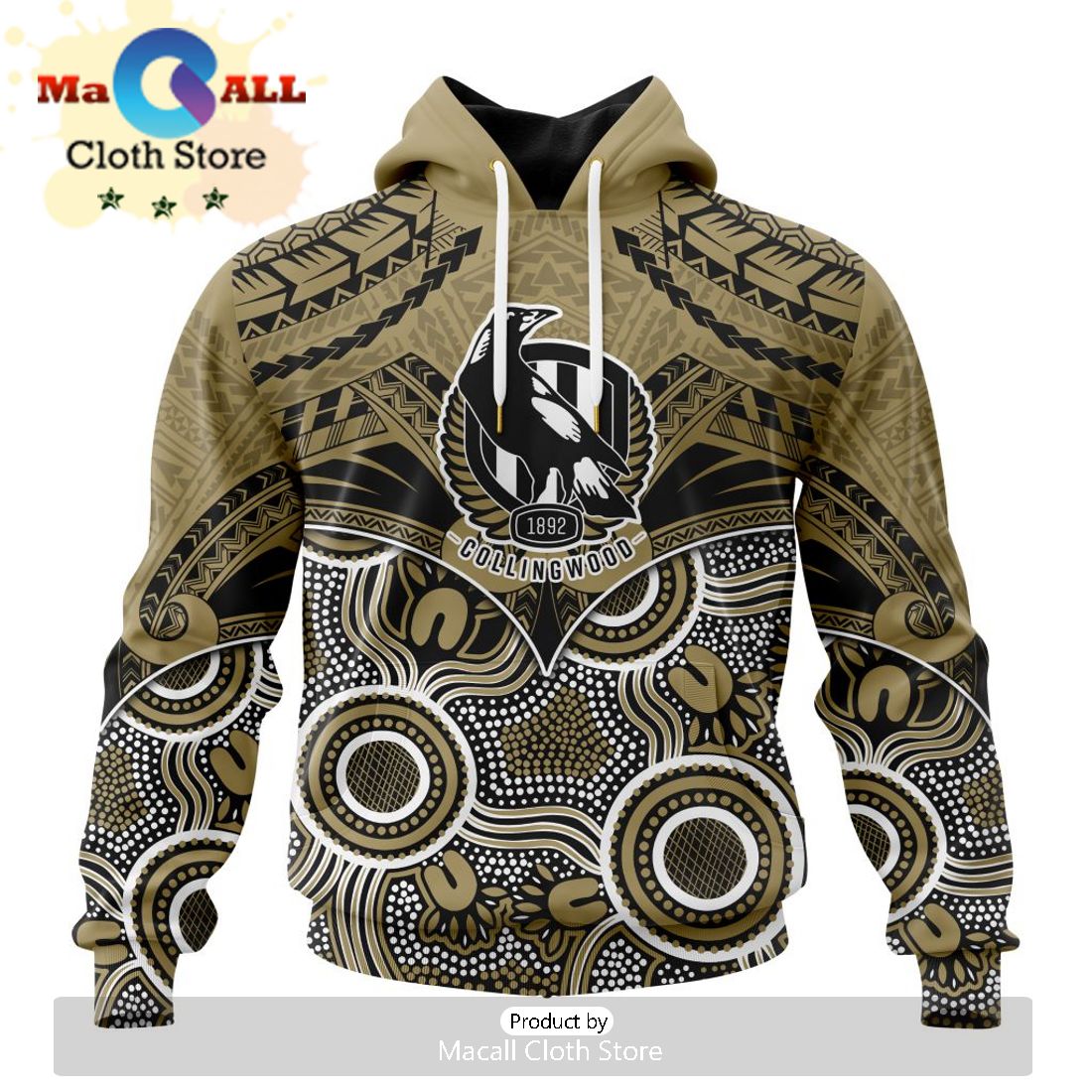AFL Collingwood Football Club Special Indigenous Mix Polynesian Hoodie