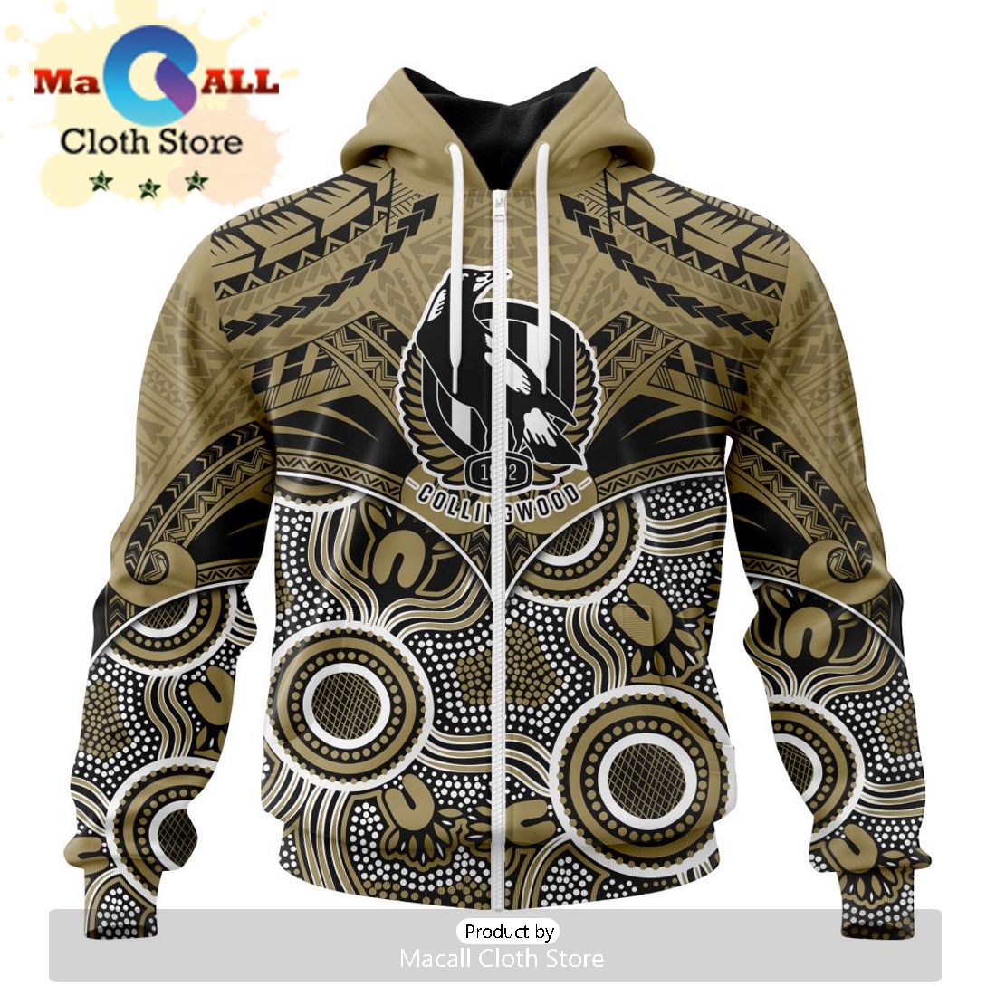 AFL Collingwood Football Club Special Indigenous Mix Polynesian Hoodie