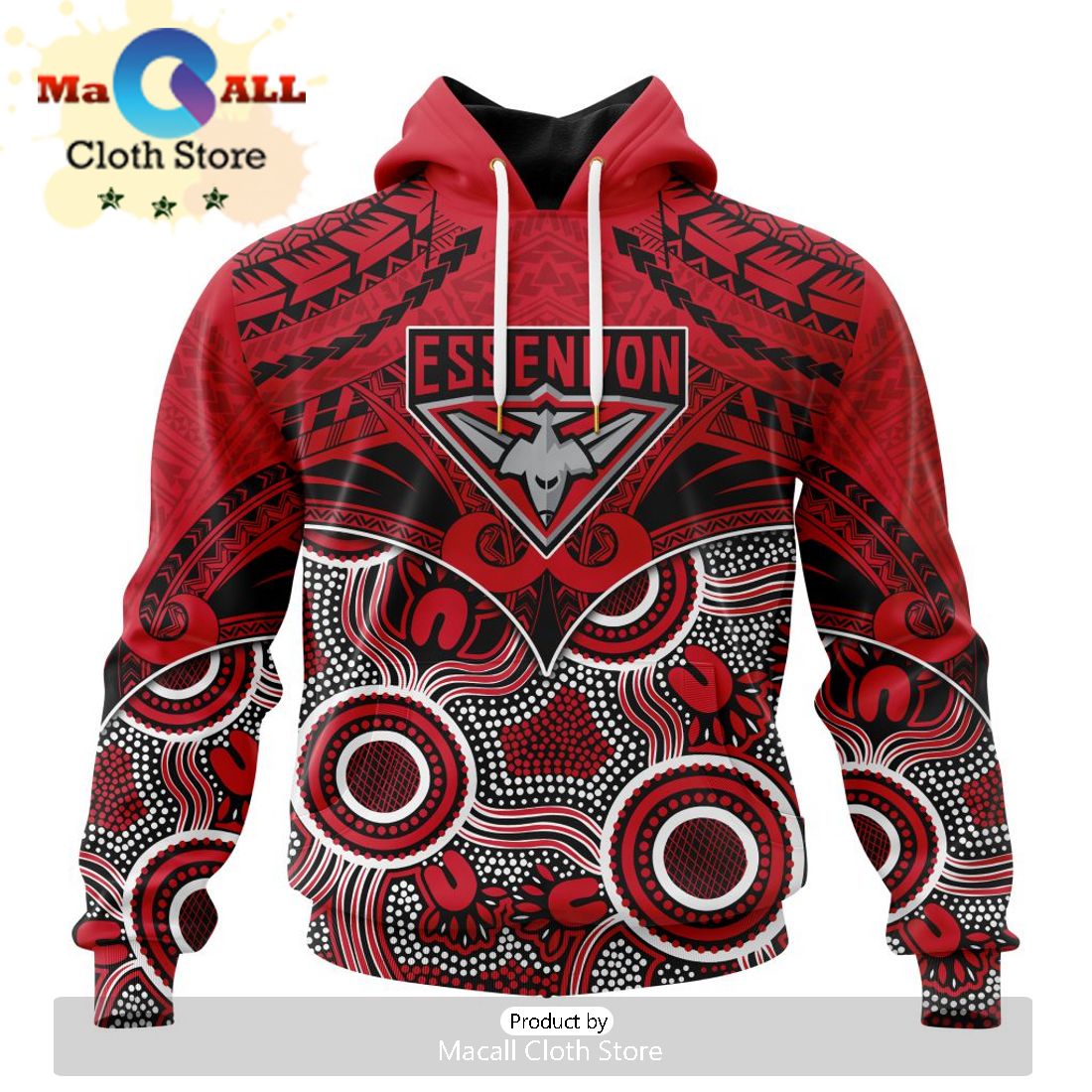 AFL Essendon Football Club Special Indigenous Mix Polynesian Hoodie