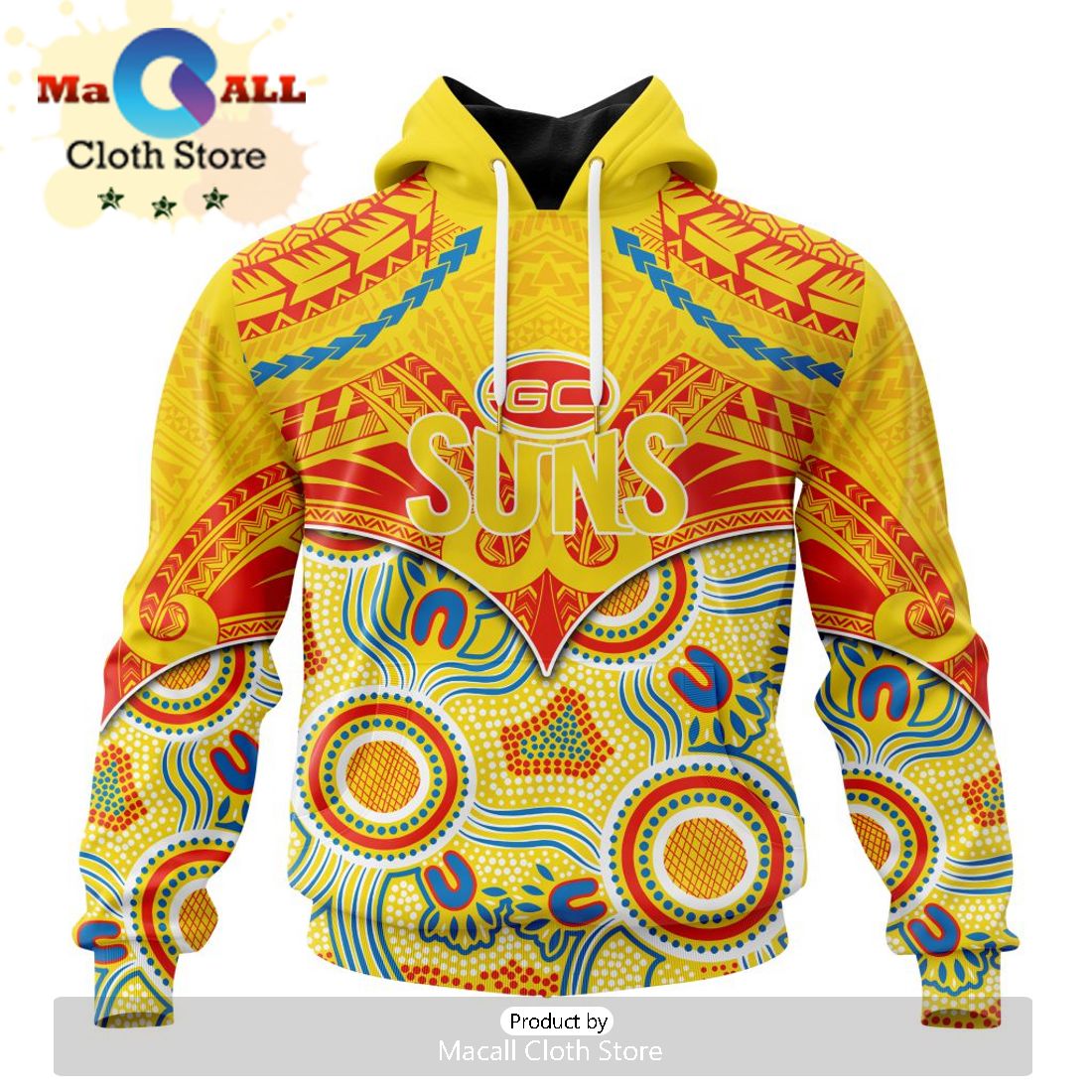 AFL Gold Coast Suns Special Indigenous Mix Polynesian Hoodie
