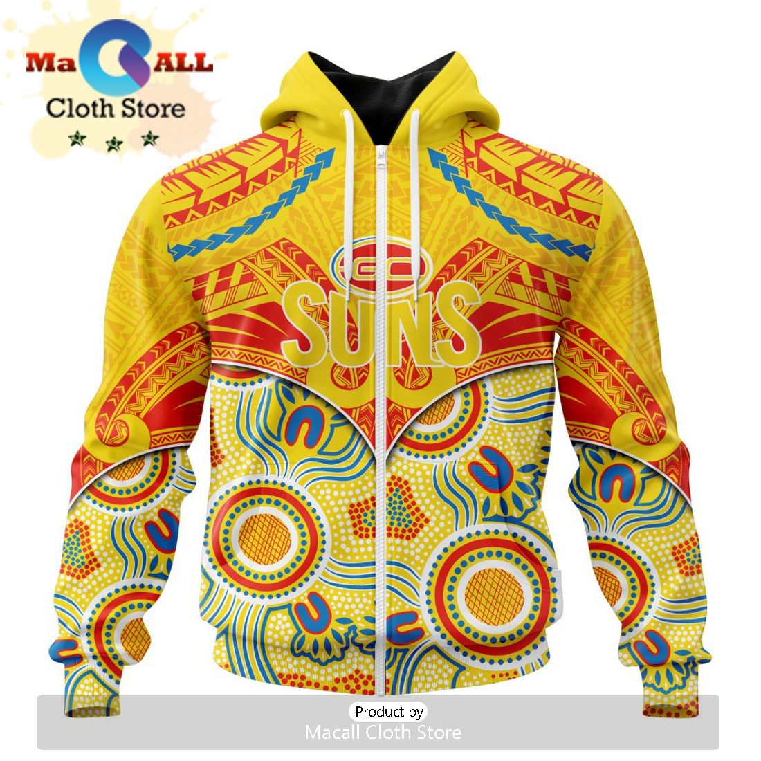 AFL Gold Coast Suns Special Indigenous Mix Polynesian Hoodie