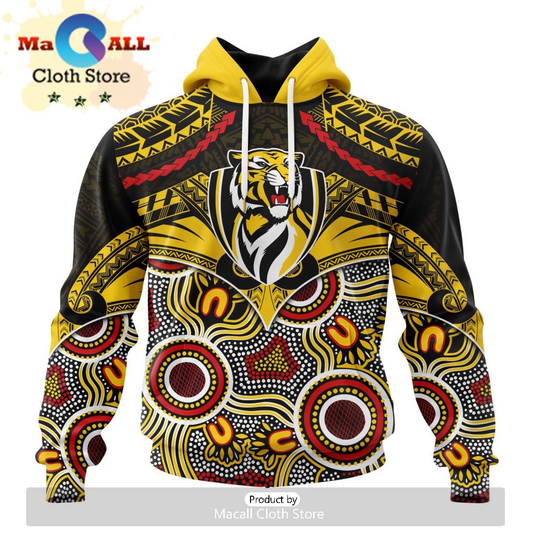 AFL Richmond Tigers Special Indigenous Mix Polynesian Hoodie