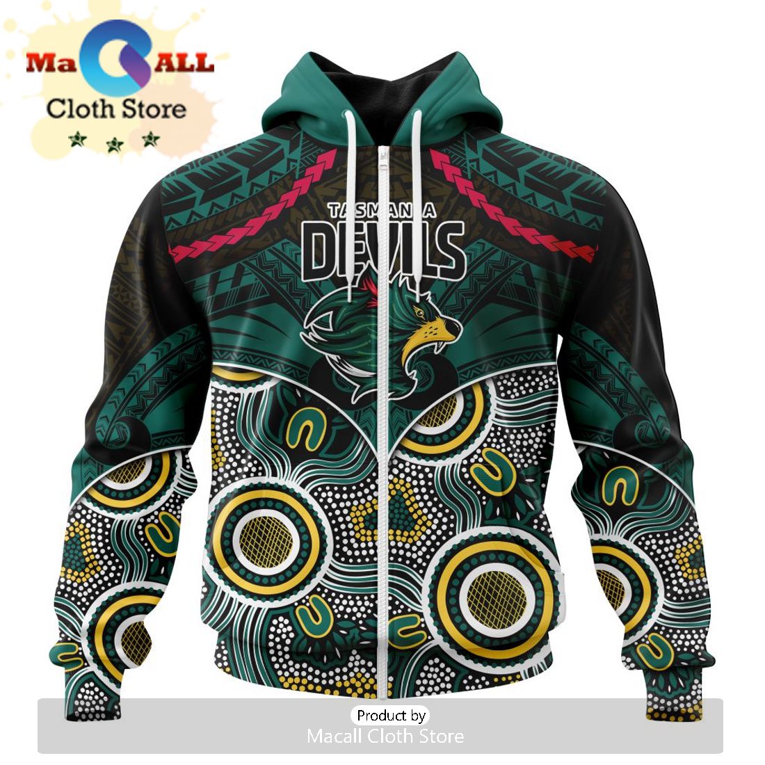 AFL Tasmania Football Special Indigenous Mix Polynesian Hoodie