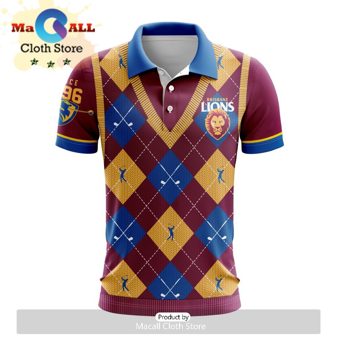 AFL Brisbane Lions Special Golf Polo Design