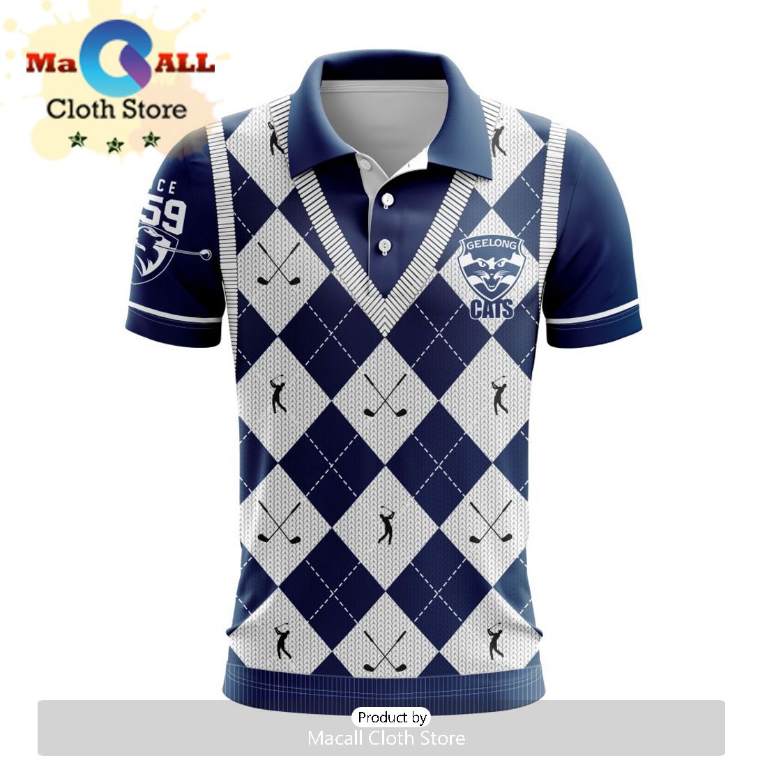 AFL Geelong Cats Special Golf Polo Design