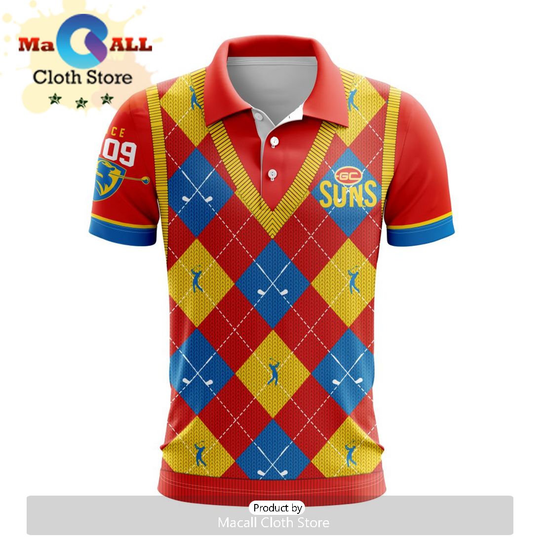 AFL Gold Coast Suns Special Golf Polo Design