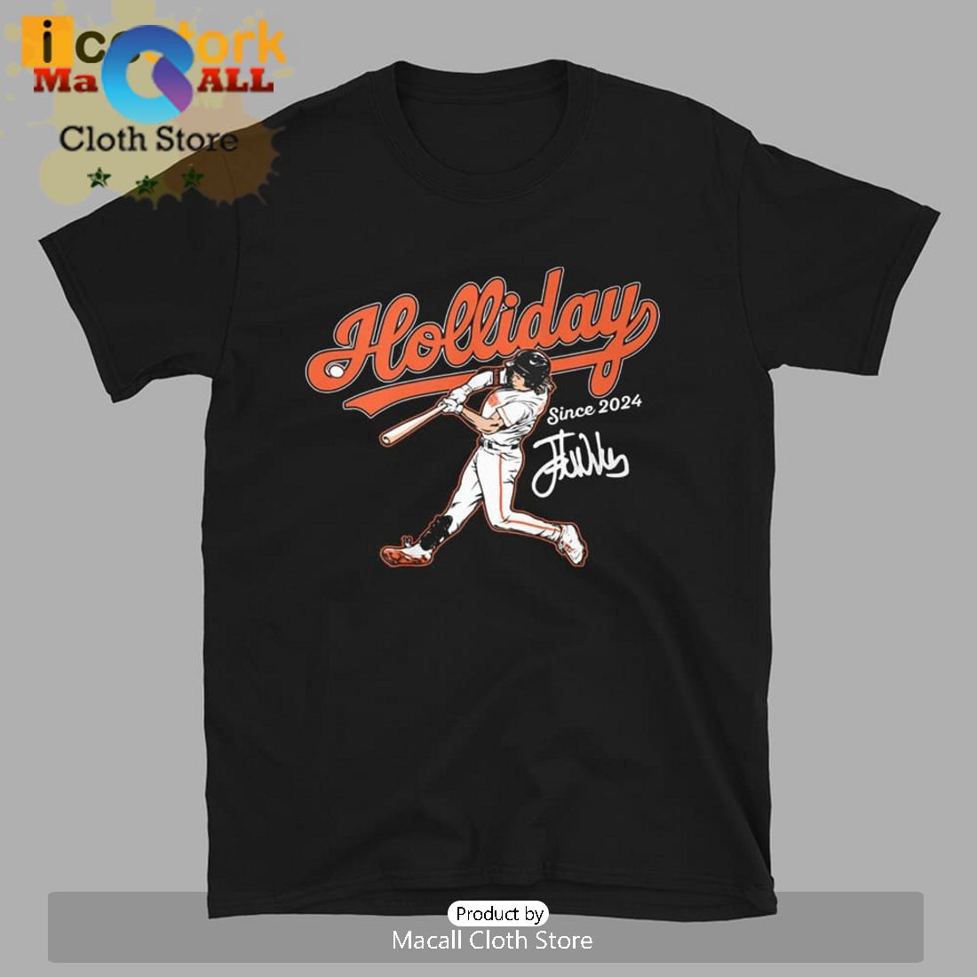 Jackson Holliday Orioles Baseball Slugger Swing T-Shirt