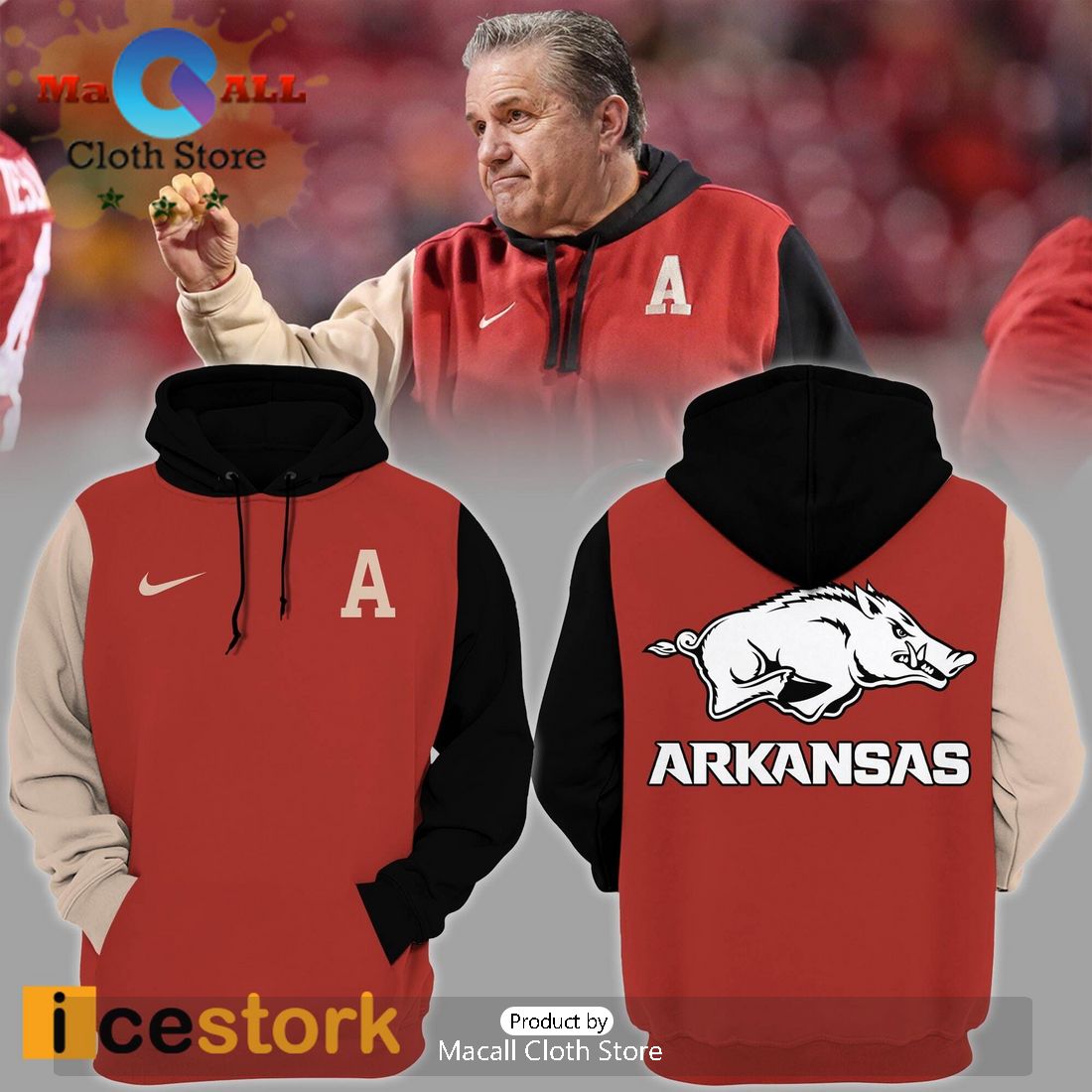 Coach Calipari Hoodie Arkansas Basketball Hoodie Coach Calipari Hoodie Arkansas Basketball Hoodie