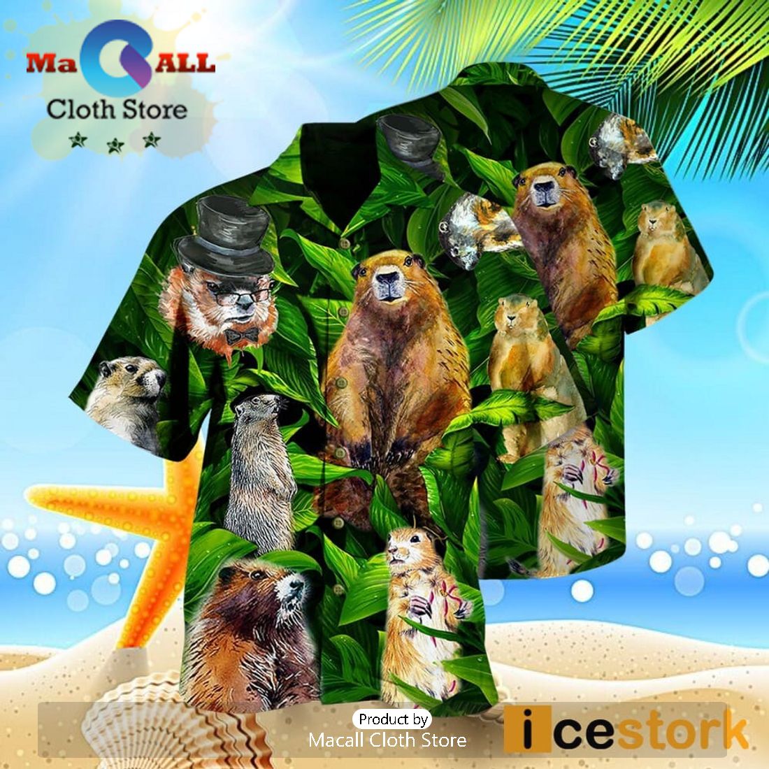 Ferret Animals LoveLy Dovely Leaves Hawaiian Shirt
