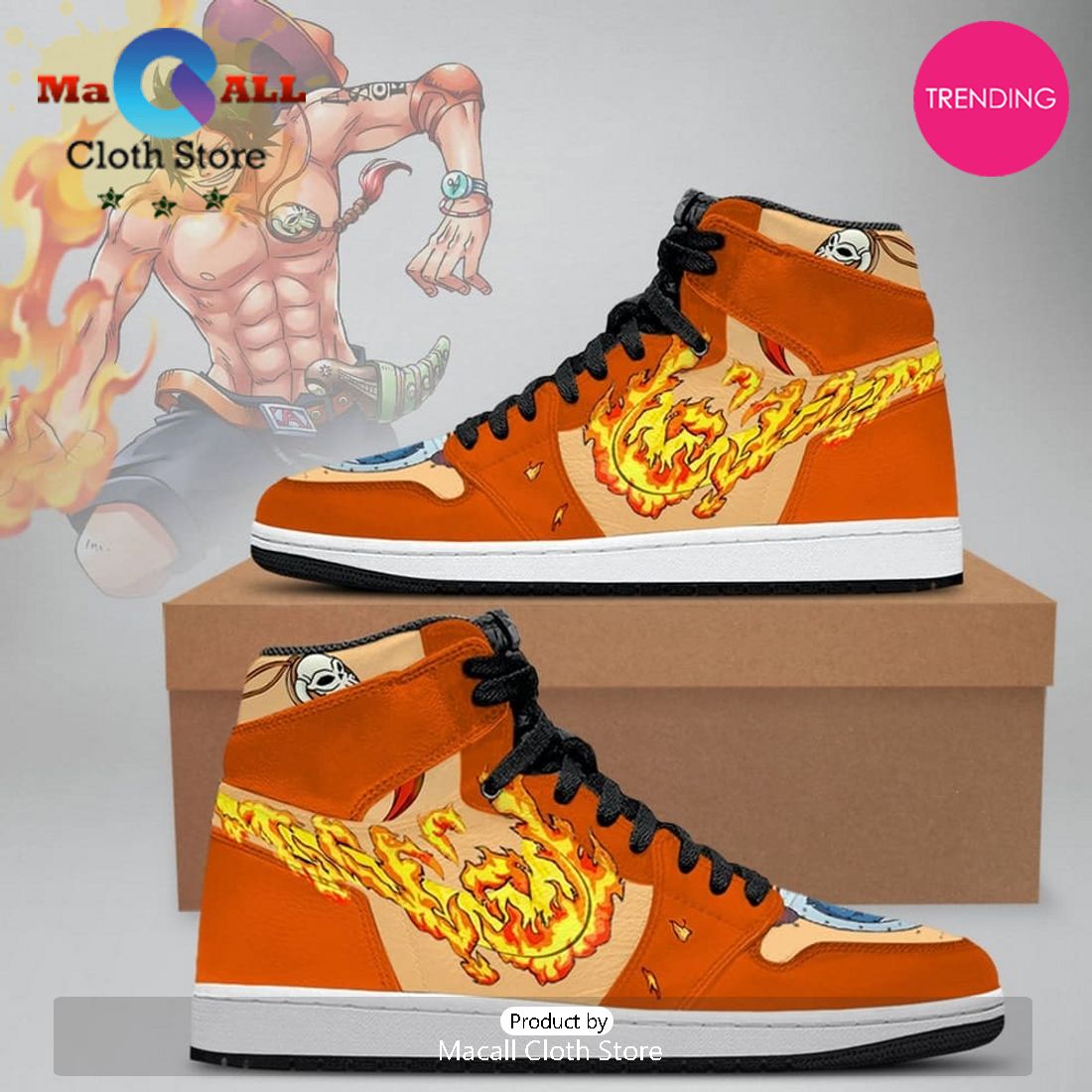Ace One Piece Air Jordan 1 High Top Shoes