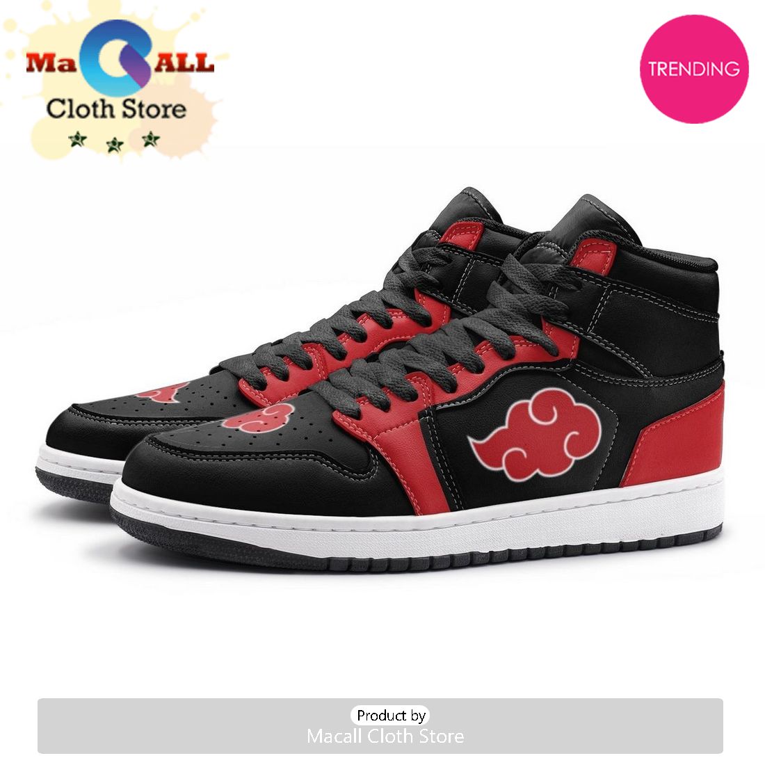 Akatsuki Cloud Naruto Air Jordan 1 High Top Shoes