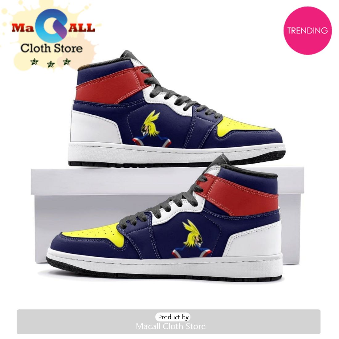 All Might My Hero Air Jordan 1 High Top Shoes