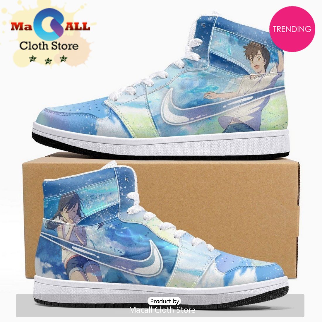 Amano Hina And Morishima Hodaka Weathering With You JD1 High Top Shoes