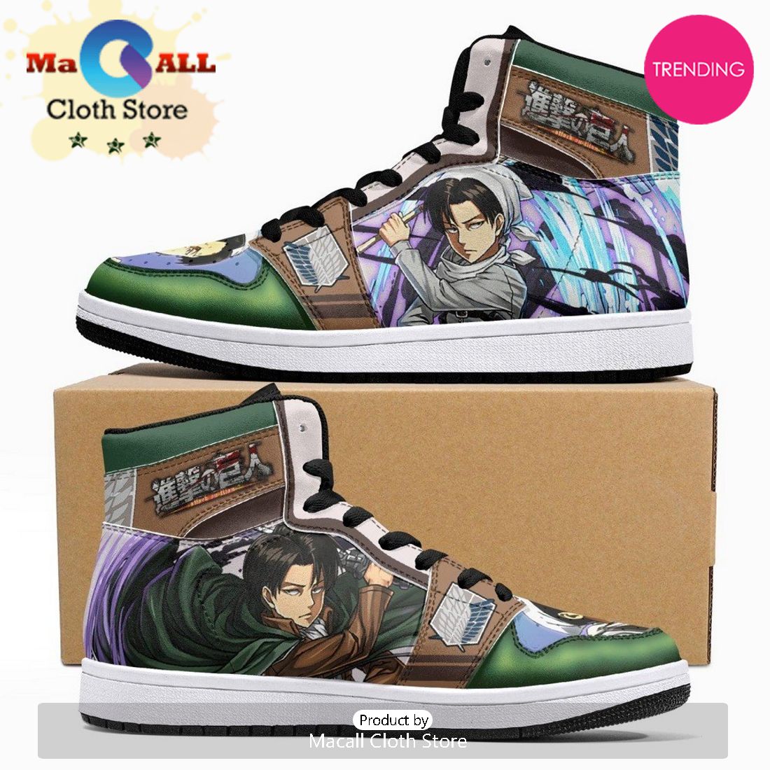Captain Levi Cleaner Shingeki No Kyojin JD1 High Top Shoes
