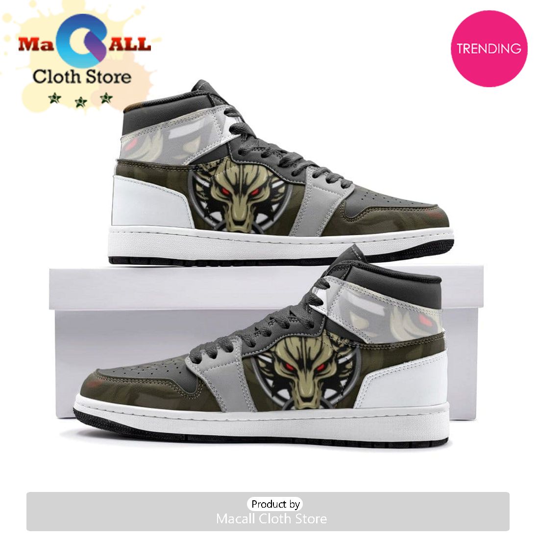 Cloud Wolf Head Final Fantasy Air Jordan 1 High Top Shoes