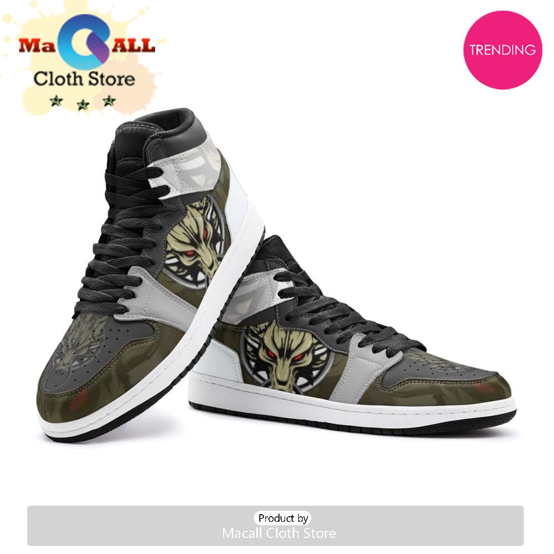 Cloud Wolf Head Final Fantasy Air Jordan 1 High Top Shoes