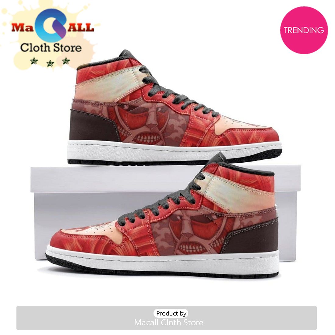 Colossal Titan Shingeki No Kyojin Air Jordan 1 High Top Shoes
