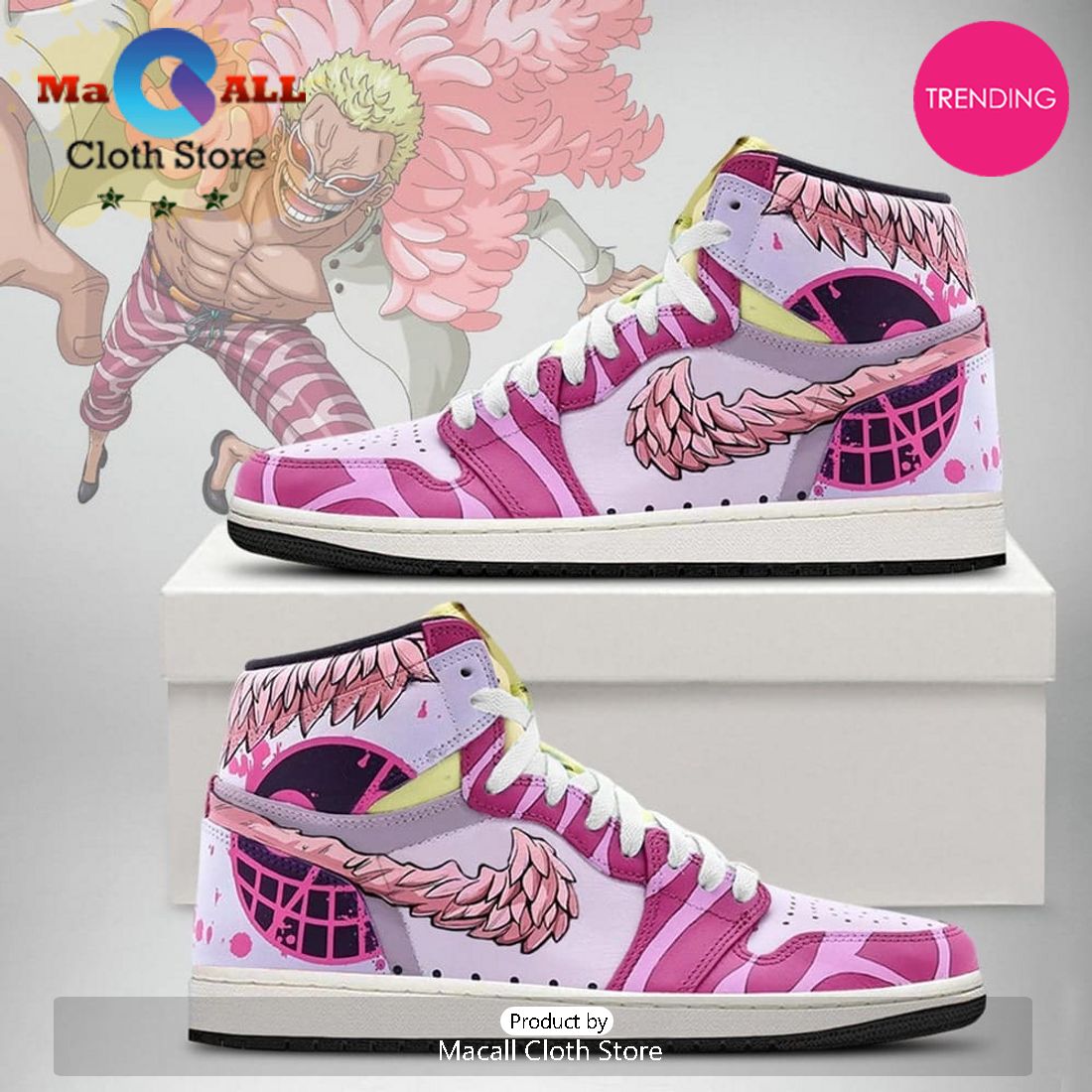 Doflamingo One Piece Air Jordan 1 High Top Shoes