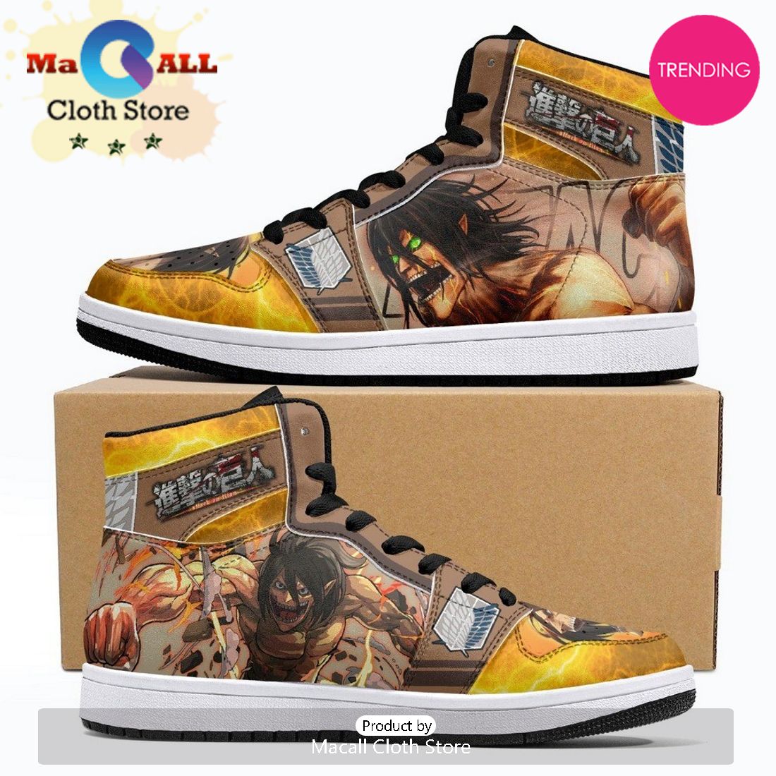 Eren Yeager Attack Titan Shingeki No Kyojin JD1 High Top Shoes