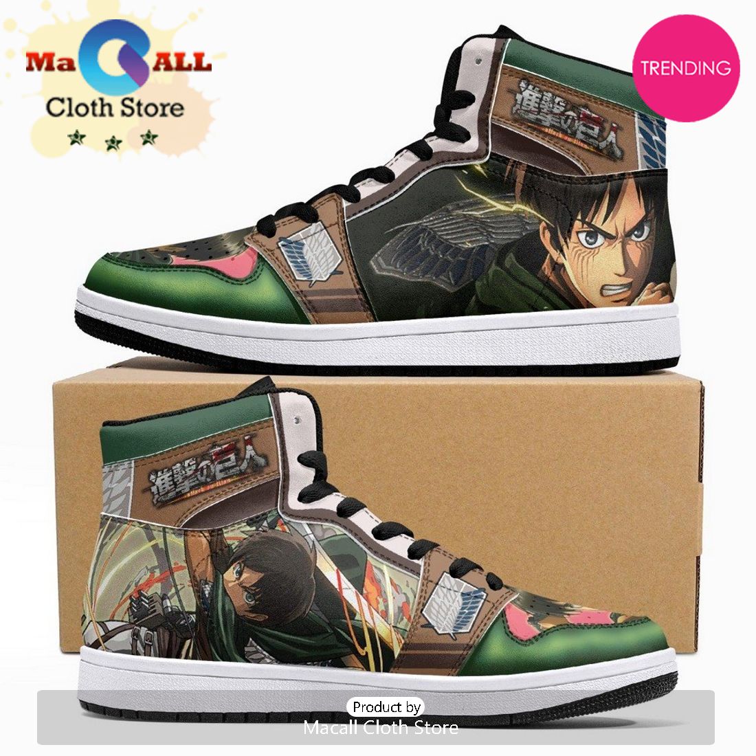 Eren Yeager Survey Corps Shingeki No Kyojin JD1 High Top Shoes