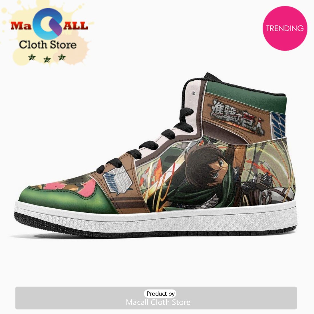 Eren Yeager Survey Corps Shingeki No Kyojin JD1 High Top Shoes