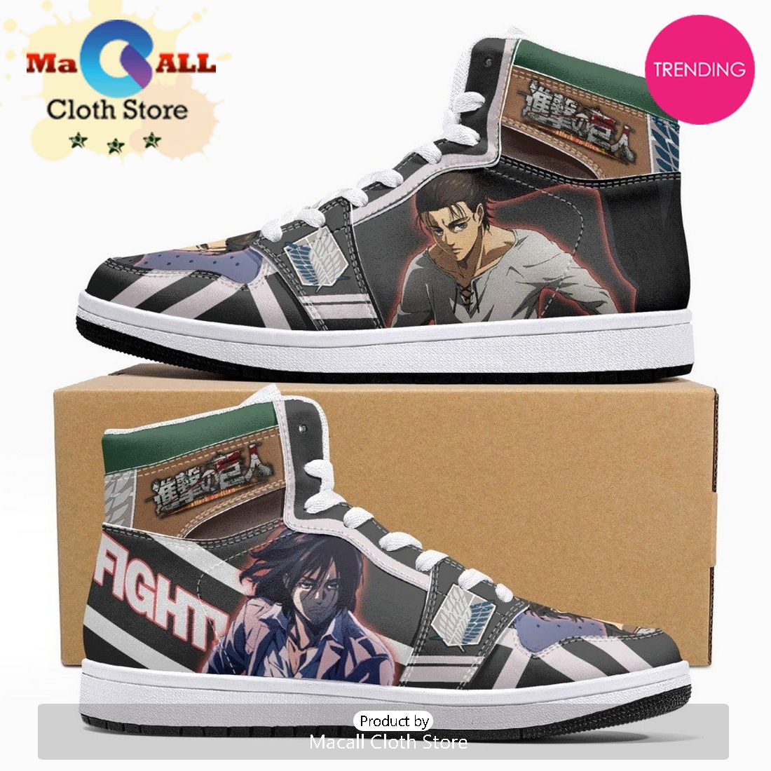 Eren Yeager Timeskip Shingeki No Kyojin JD1 High Top Shoes