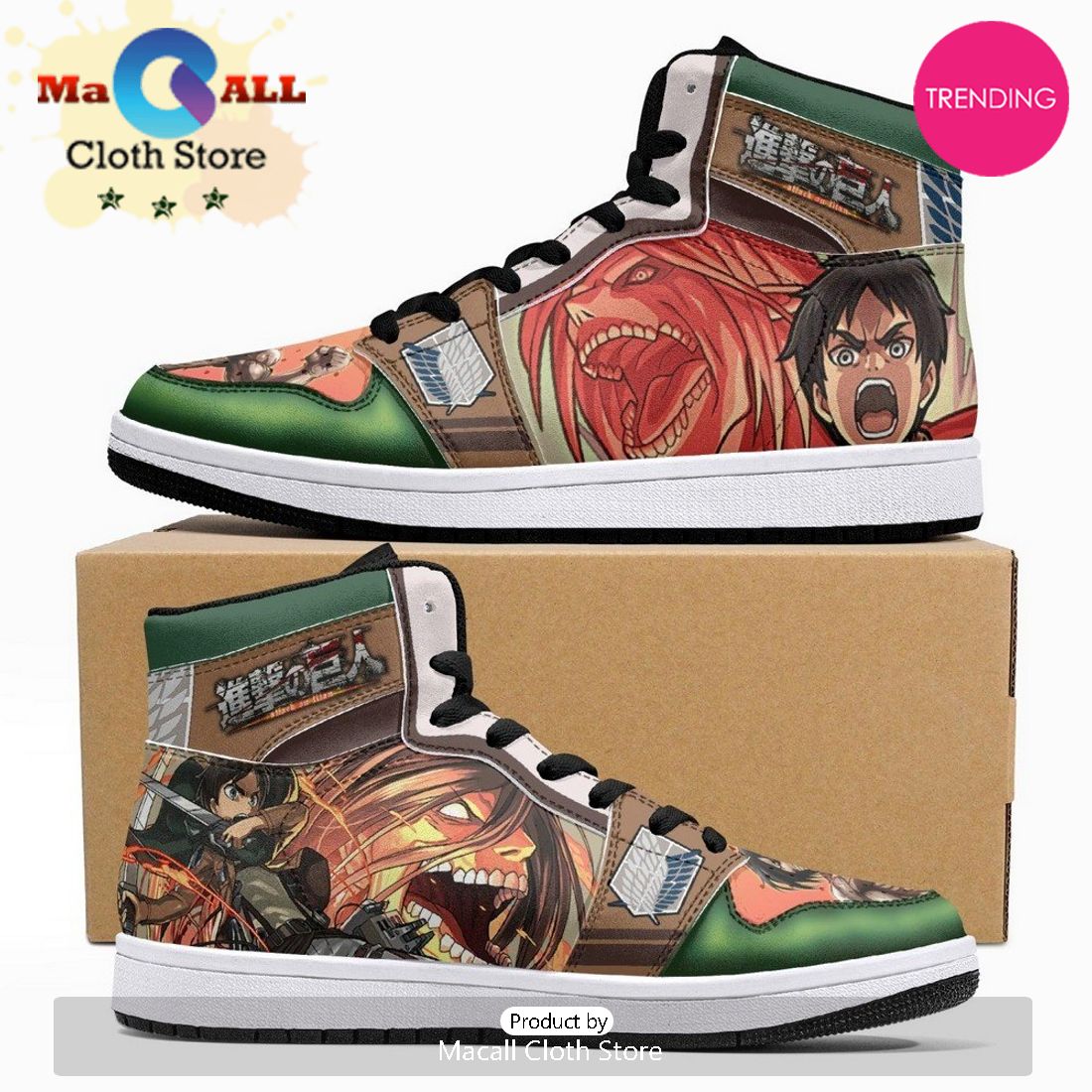 Eren Yeager Titan Transformation Shingeki No Kyojin JD1 High Top Shoes
