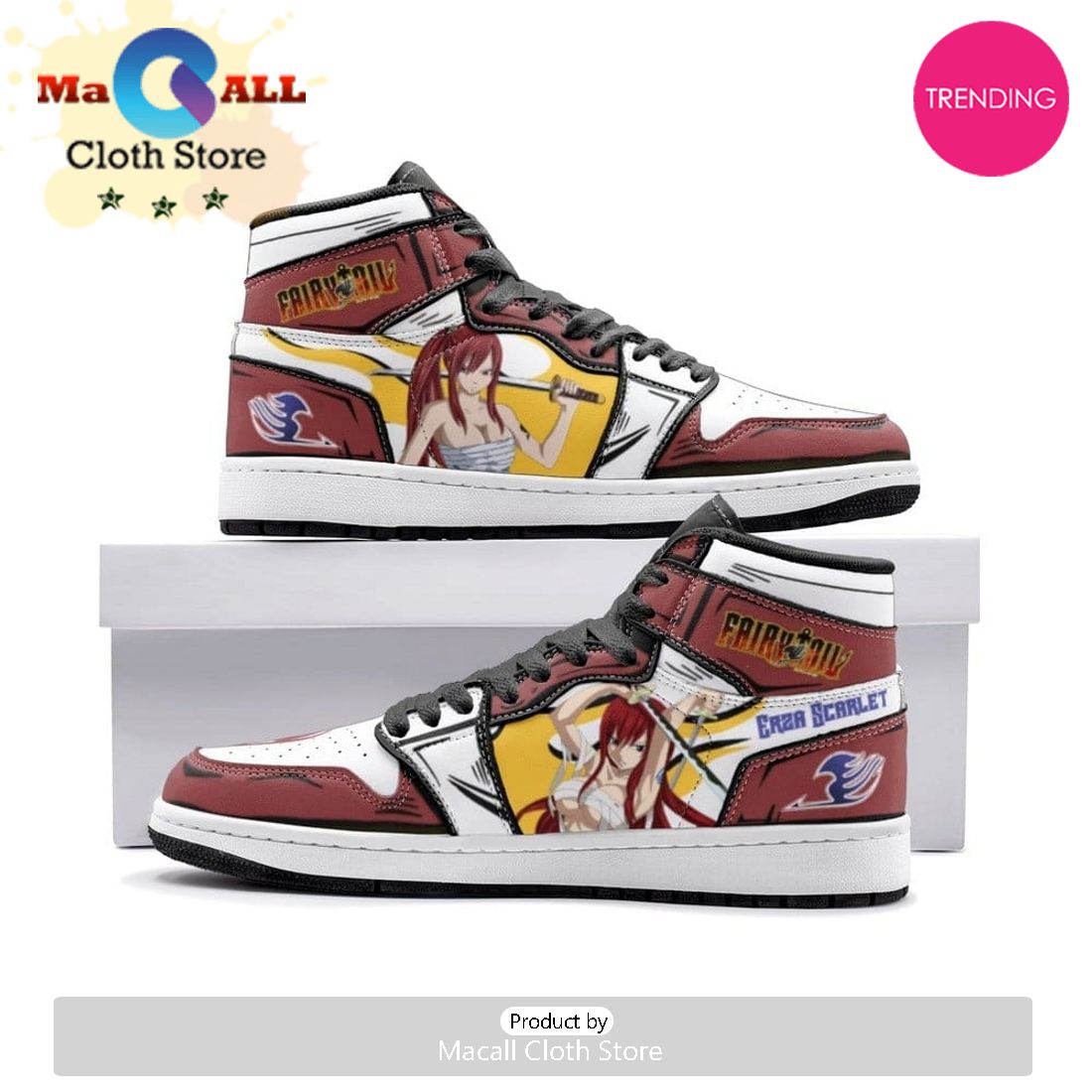 Erza Scarlet Fairy Tail Air Jordan 1 High Top Shoes