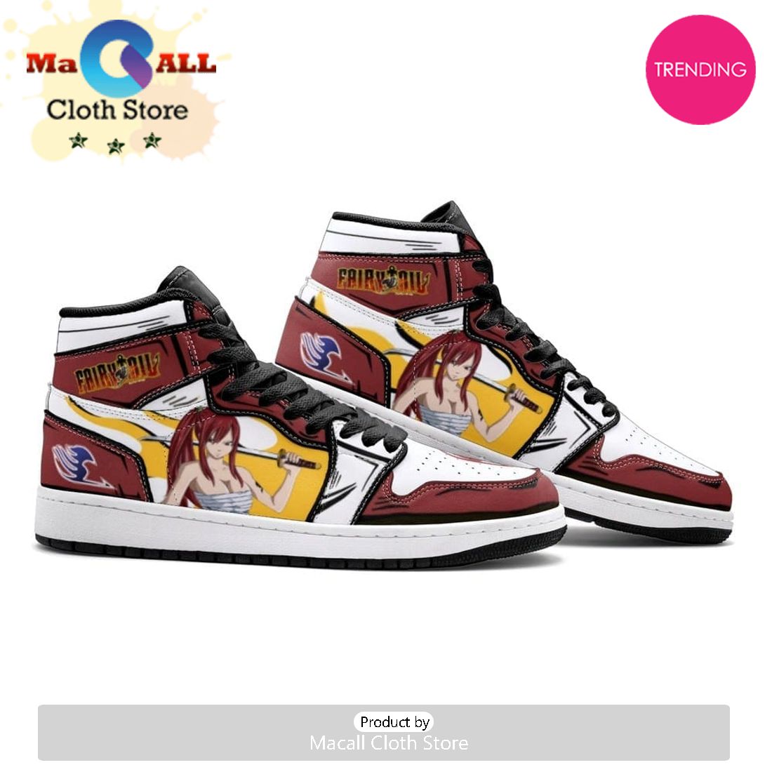 Erza Scarlet Fairy Tail Air Jordan 1 High Top Shoes