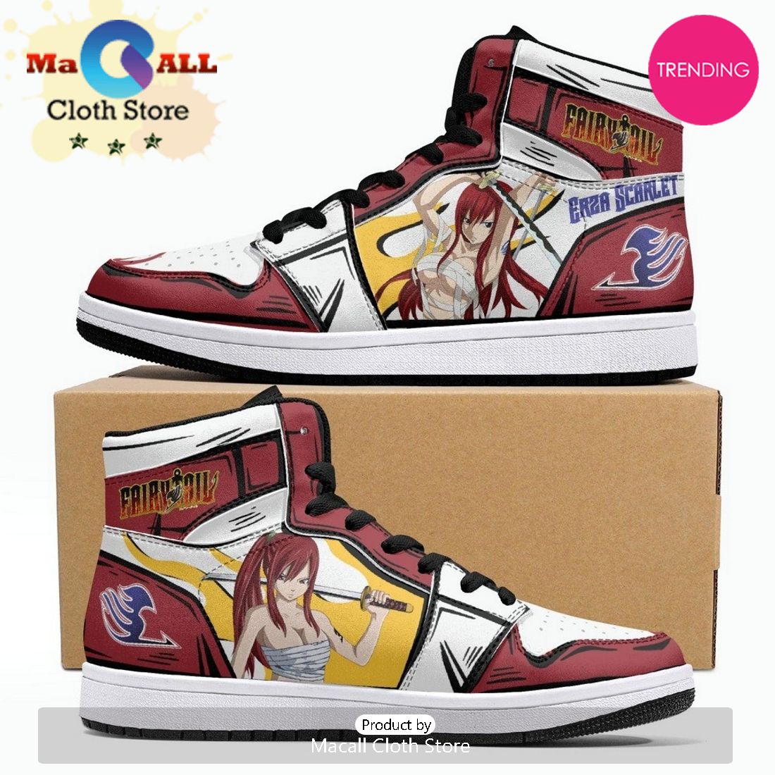 Erza Scarlet Fairy Tail JD1 High Top Shoes