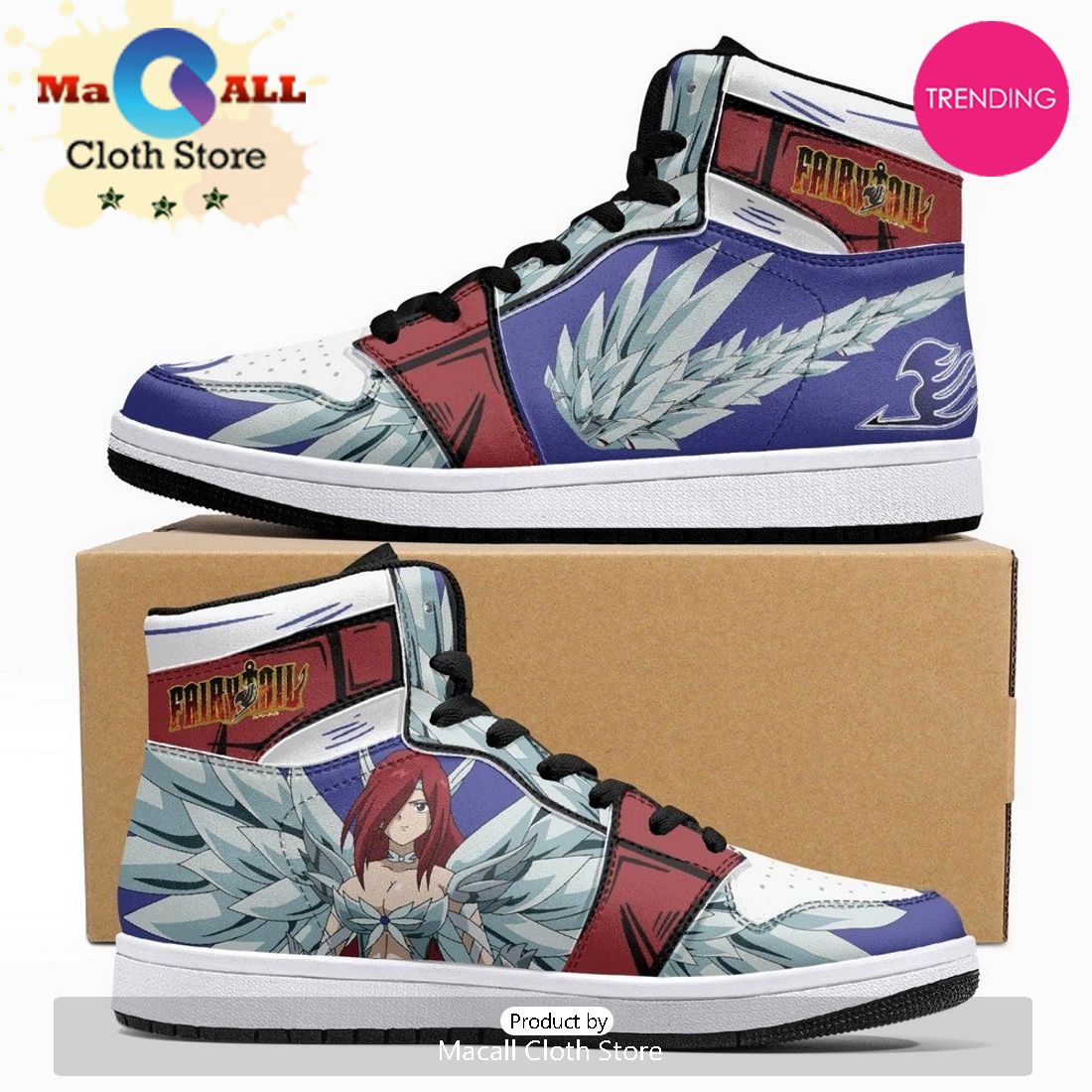 Erza Scarlet Heaven’s Wheel Armor Fairy Tail JD1 High Top Shoes