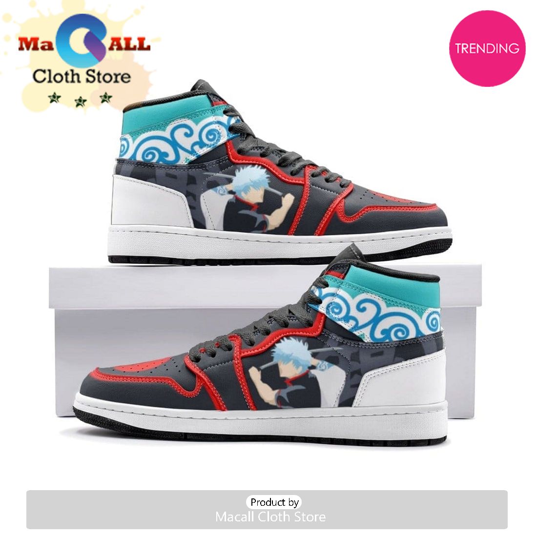 Gintoki Kimono Pattern Gintama Air Jordan 1 High Top Shoes