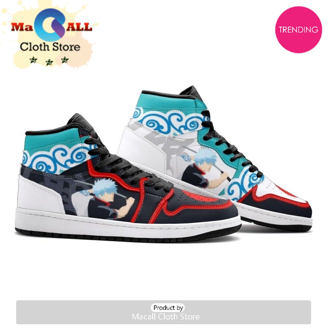Gintoki Kimono Pattern Gintama Air Jordan 1 High Top Shoes