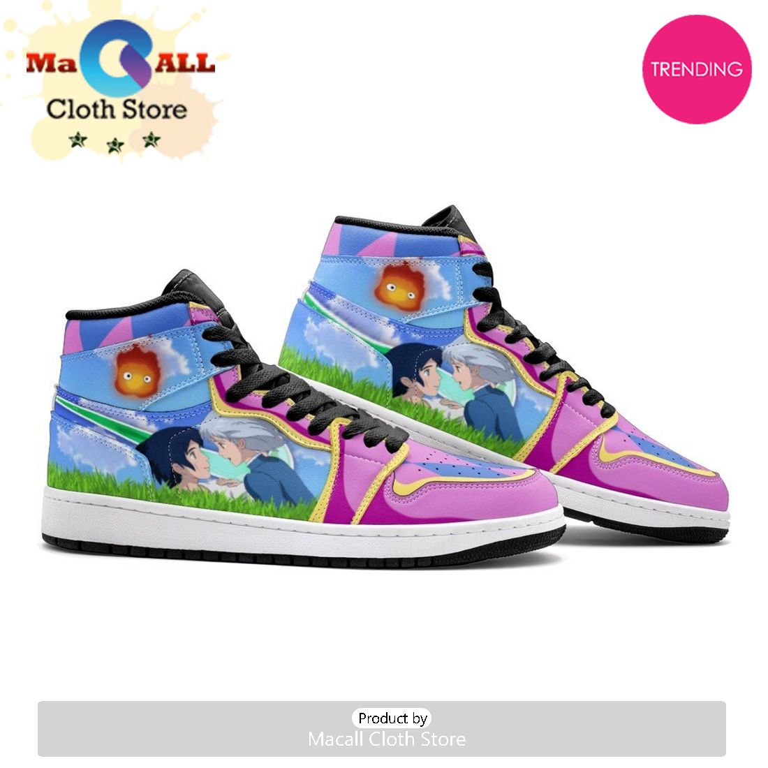 Howl And Sophie Howl’s Moving Castle Air Jordan 1 High Top Shoes