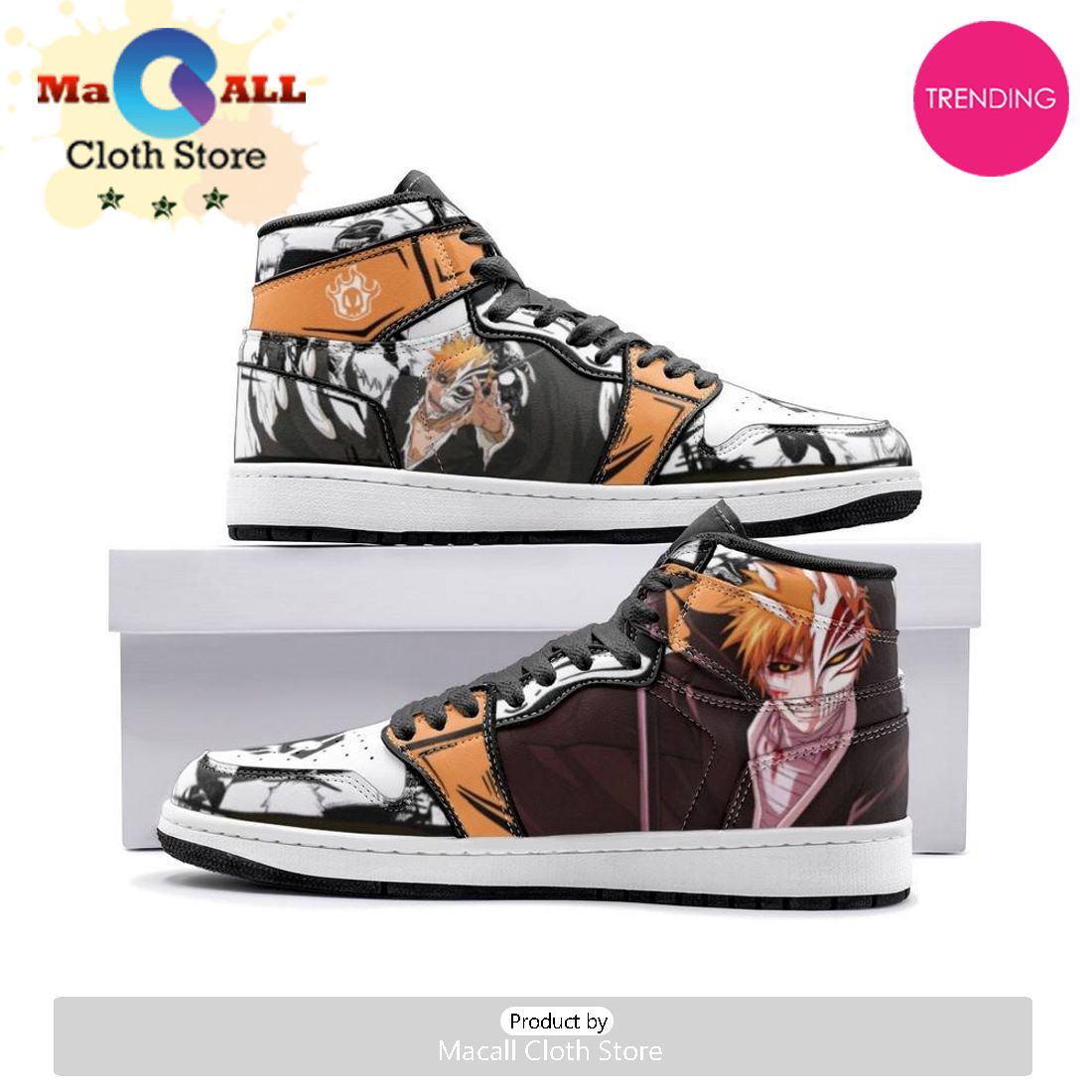 Ichigo Kurosaki Burīchi Air Jordan 1 High Top Shoes Ver 2