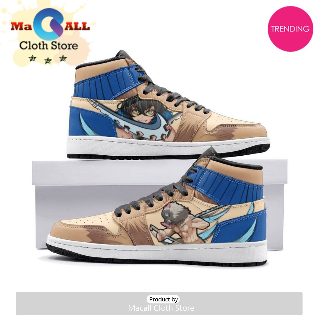 Inosuke Hashibira Demon Slayer V2 Air Jordan 1 High Top Shoes