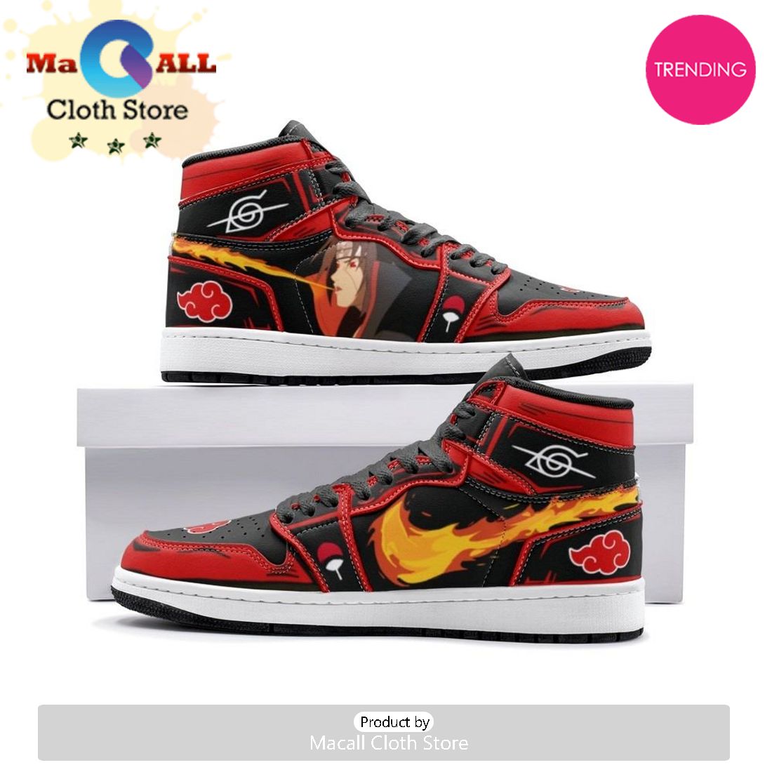 Itachi Clan Fireball Red Cloud Ninja Air Jordan 1 High Top Shoes