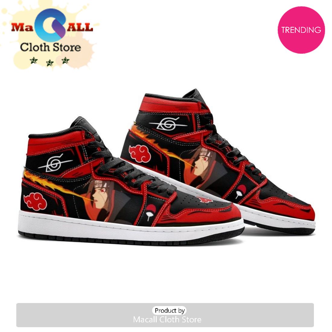 Itachi Clan Fireball Red Cloud Ninja Air Jordan 1 High Top Shoes