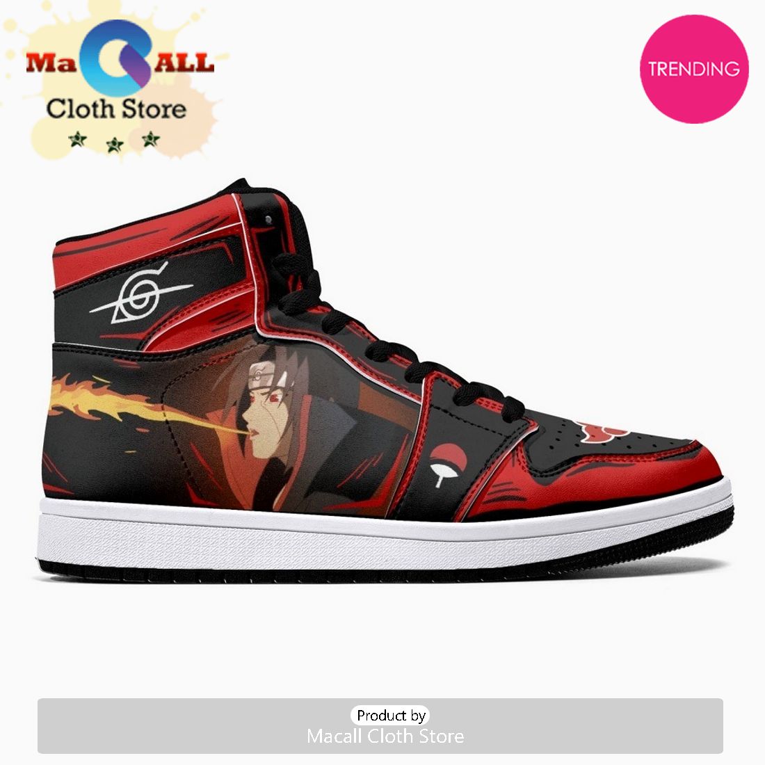 Itachi Clan Fireball Red Cloud Ninja JD1 High Top Shoes