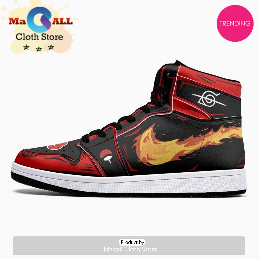 Itachi Clan Fireball Red Cloud Ninja JD1 High Top Shoes