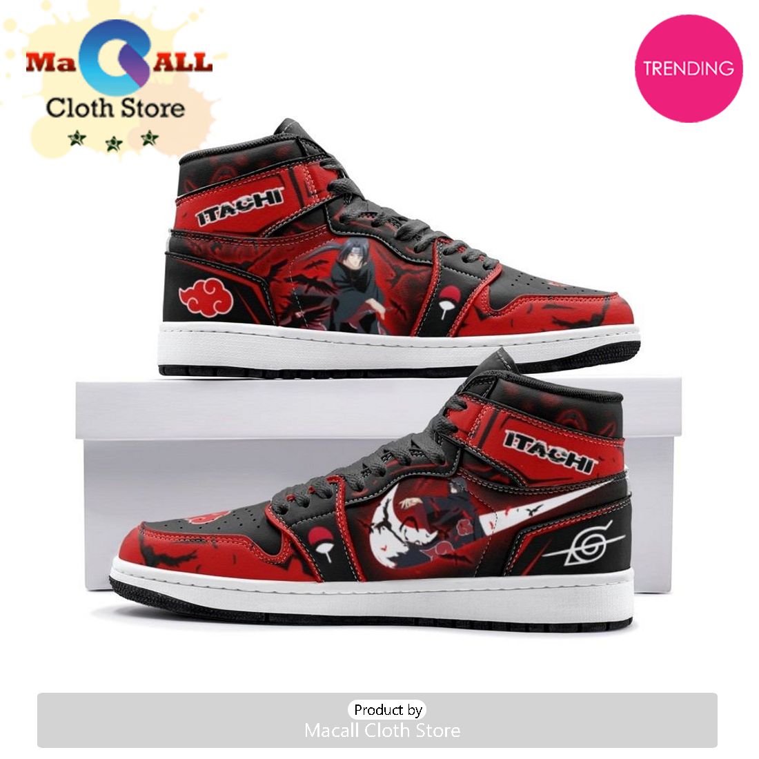 Itachi Clan Red Cloud Ninja Air Jordan 1 High Top Shoes