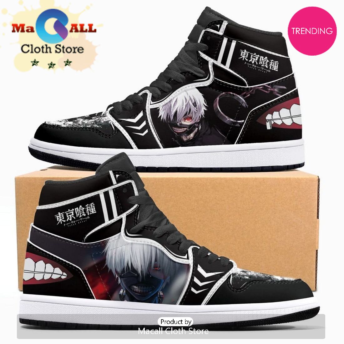 Kaneki Tokyo Ghoul Air Jordan 1 High Top Shoes