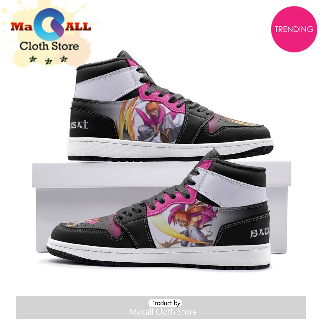 Kenshin Battousai Rurouni Kenshin Air Jordan 1 High Top Shoes