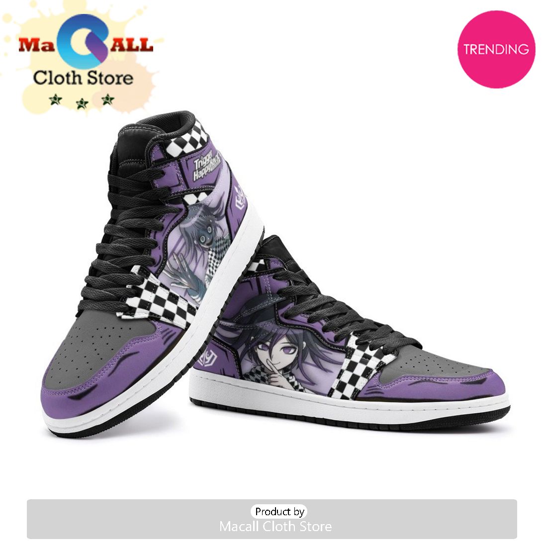 Kokichi Oma Danganronpa Air Jordan 1 High Top Shoes - Macall Cloth ...