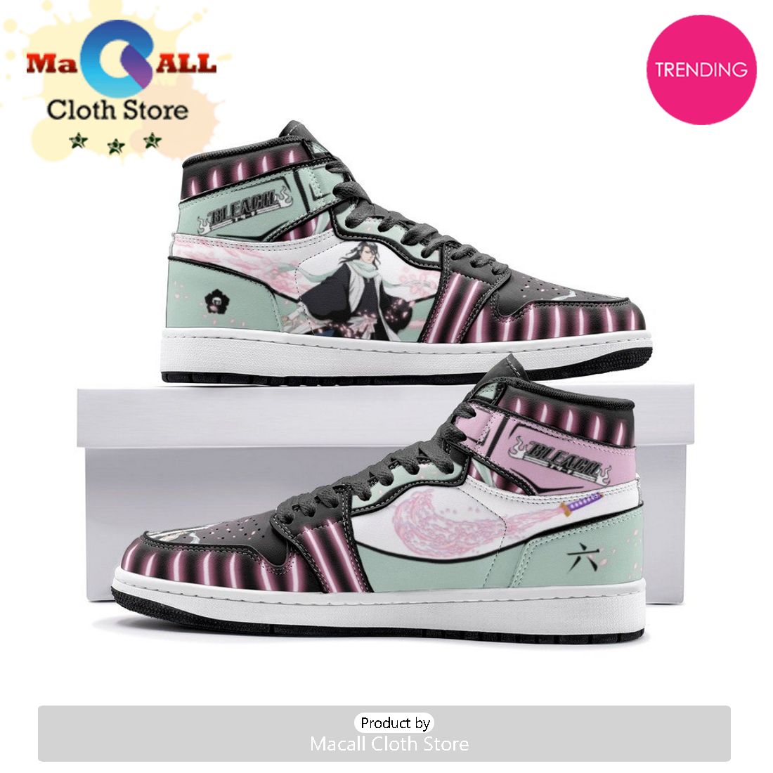 Kuchiki Byakuya Bankai Burīchi Air Jordan 1 High Top Shoes
