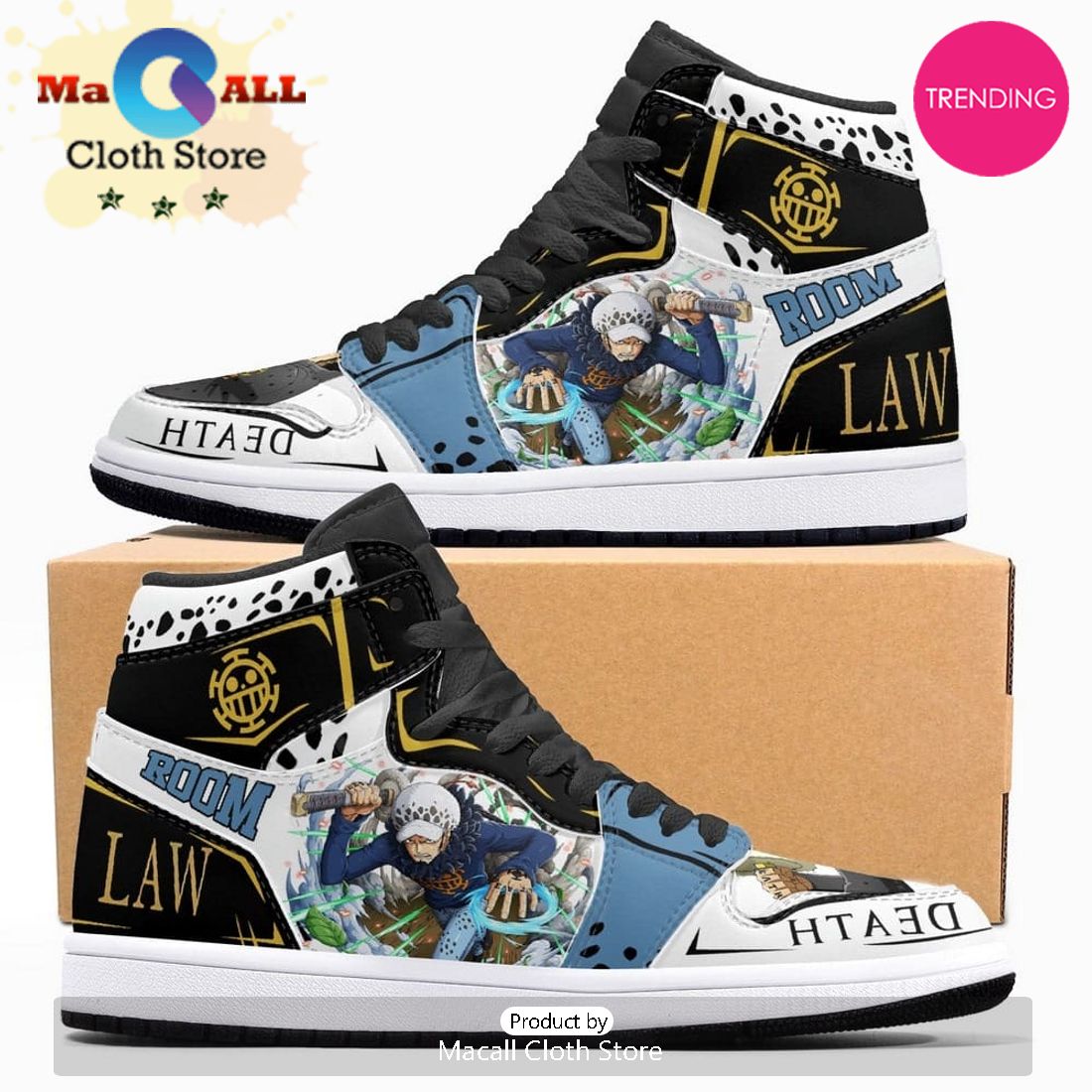 Law One Piece Air Jordan 1 High Top Shoes
