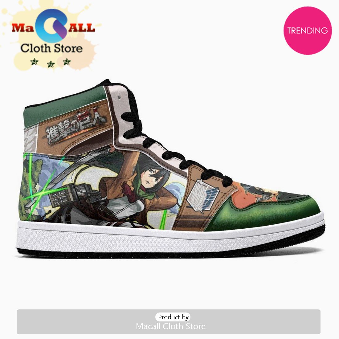 Mikasa Ackerman Survey Corps Shingeki No Kyojin JD1 High Top Shoes