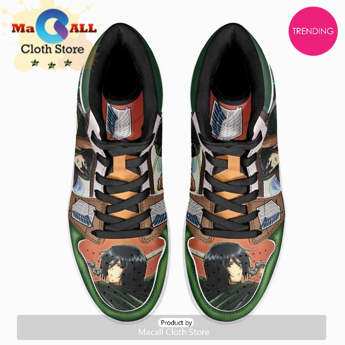 Mikasa Ackerman Survey Corps Shingeki No Kyojin JD1 High Top Shoes